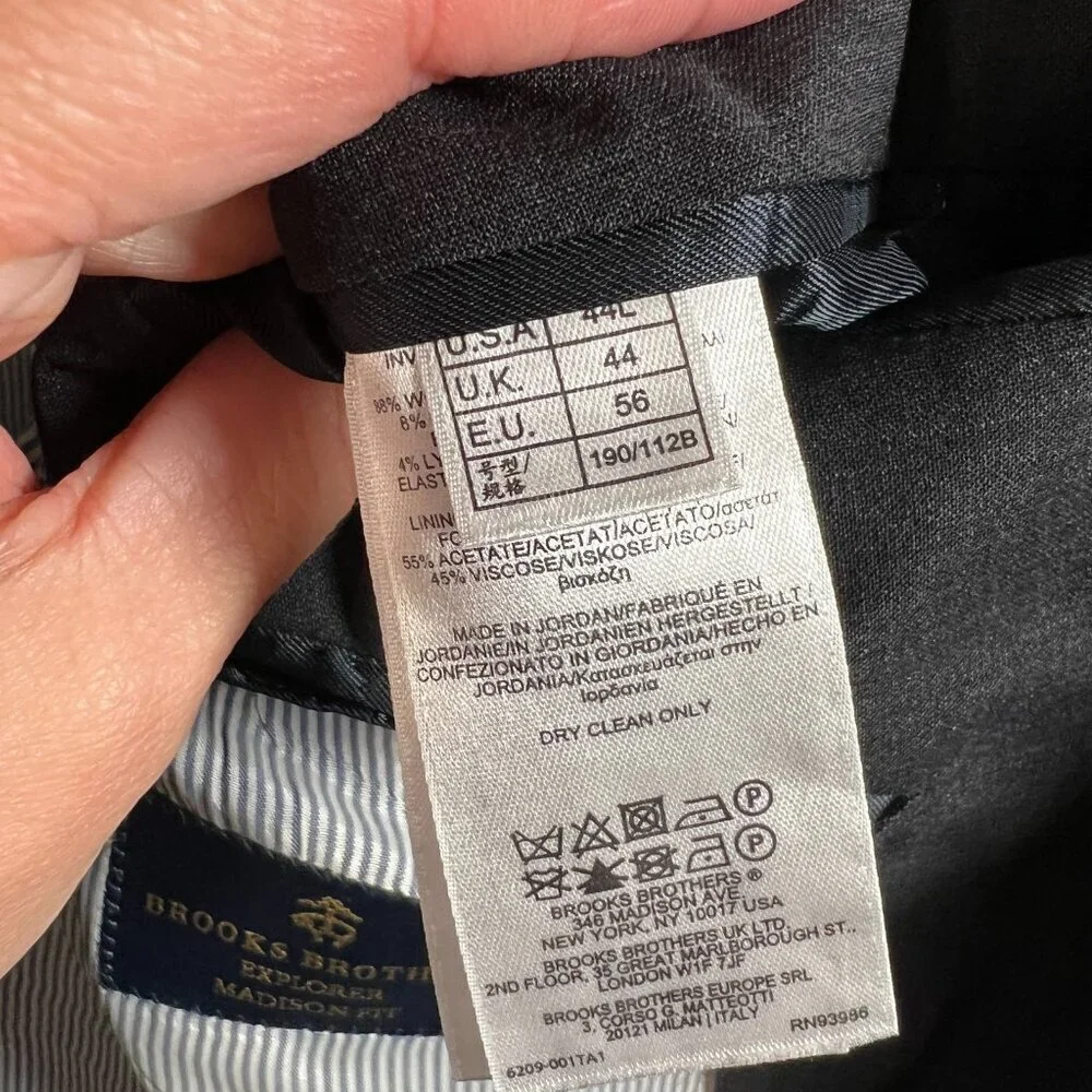 Brooks Brothers Explorer Blazer Jacket Size 44 L Madison Fit Gray Career Work